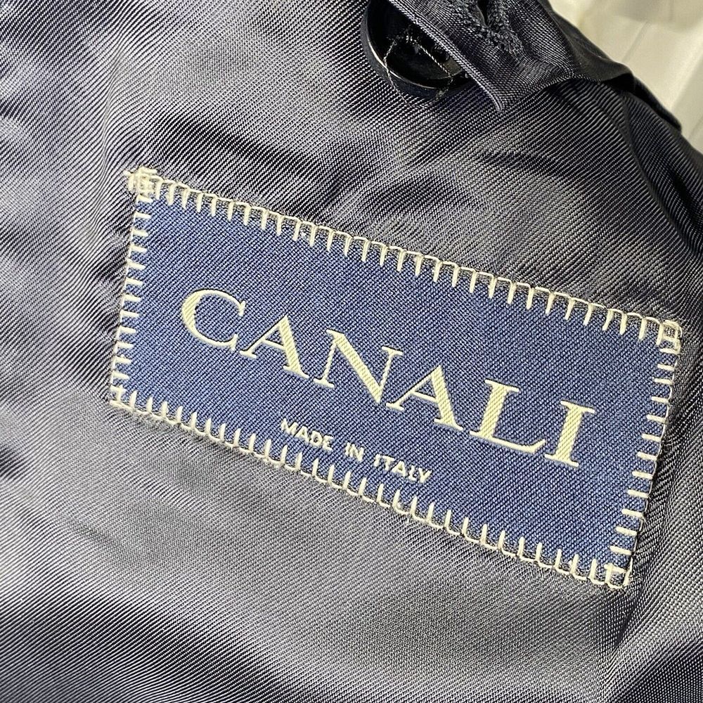 Canali Mens Wool Solid Navy Three Button Long Sle… - image 3